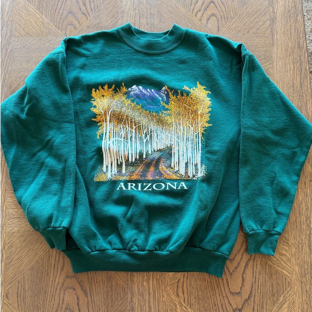 Vintage Arizona Souvenir Sweatshirt Mens L Green Graphic